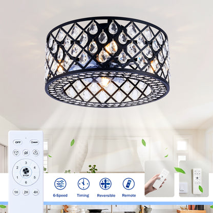 18.11" Crystal Flush Mount Ceiling Fan with Remote - view 12