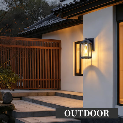 Black Outdoor Wall Light with Seeded Glass, Set of 2 - view 5