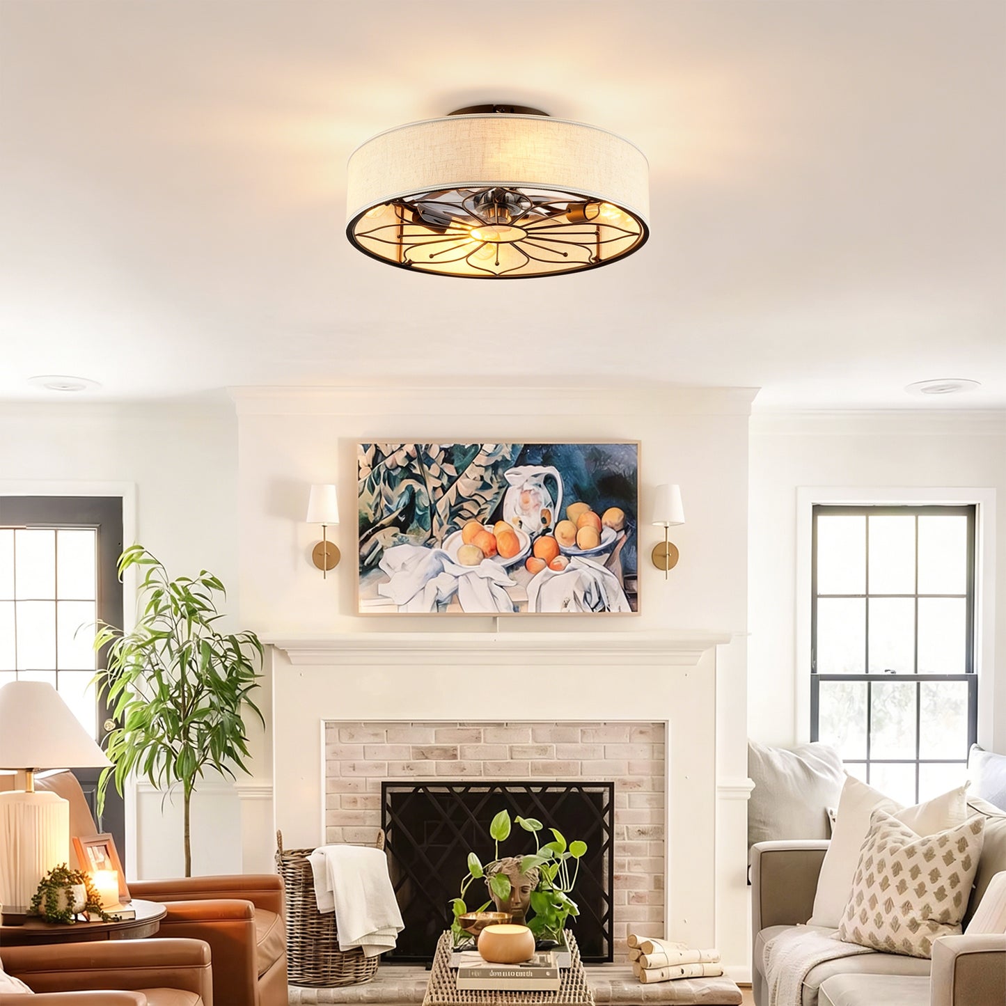 20" Lotus Fabric Bladeless Ceiling Fan with Remote - view 3