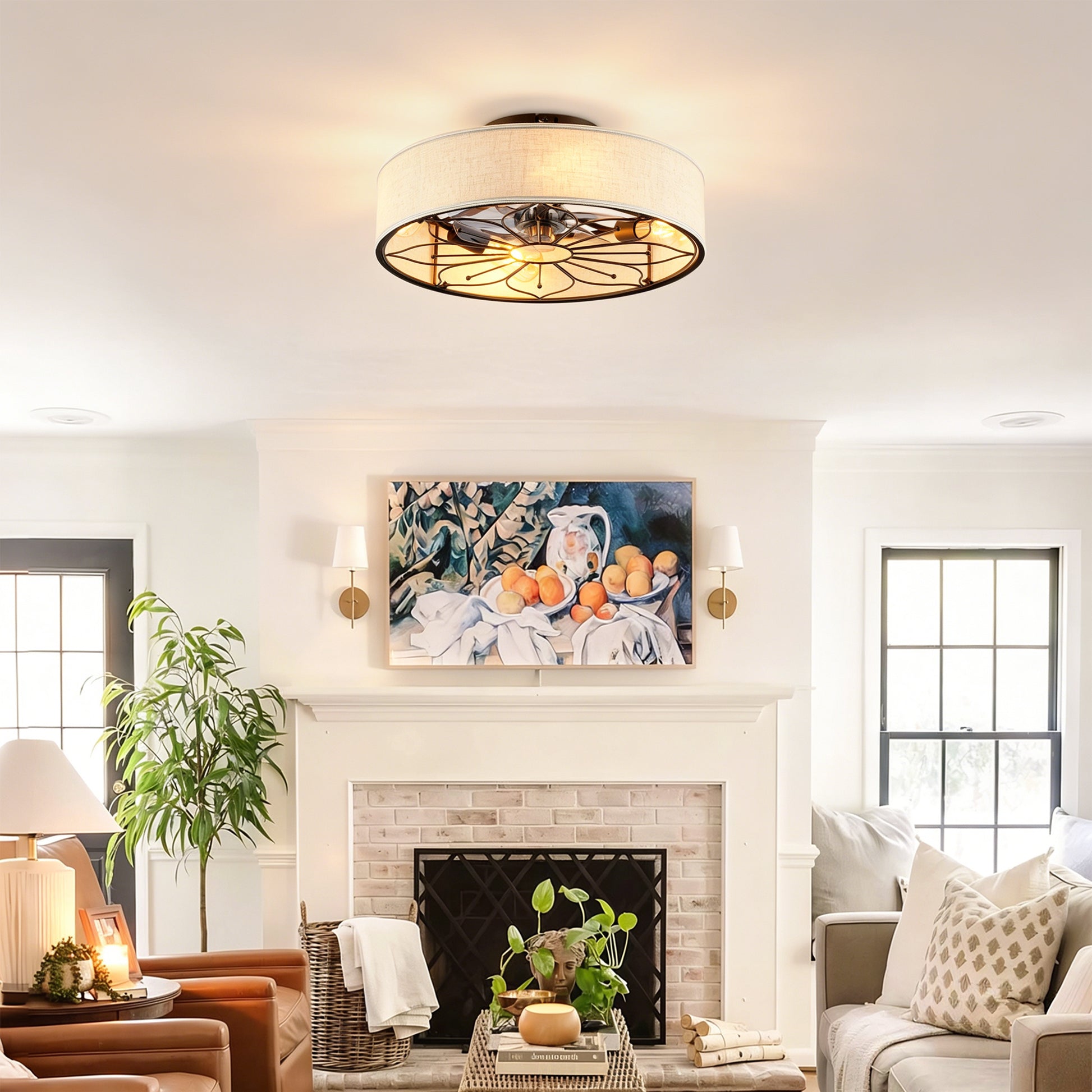 20" Lotus Fabric Bladeless Ceiling Fan with Remote - view 3