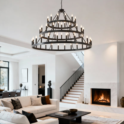 3-Tier Wagon Wheel Farmhouse Chandelier, 54-Light - view 6