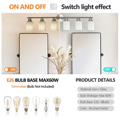 39" 6-Light Brushed Nickel Vanity Light with Frosted Glass - view 6