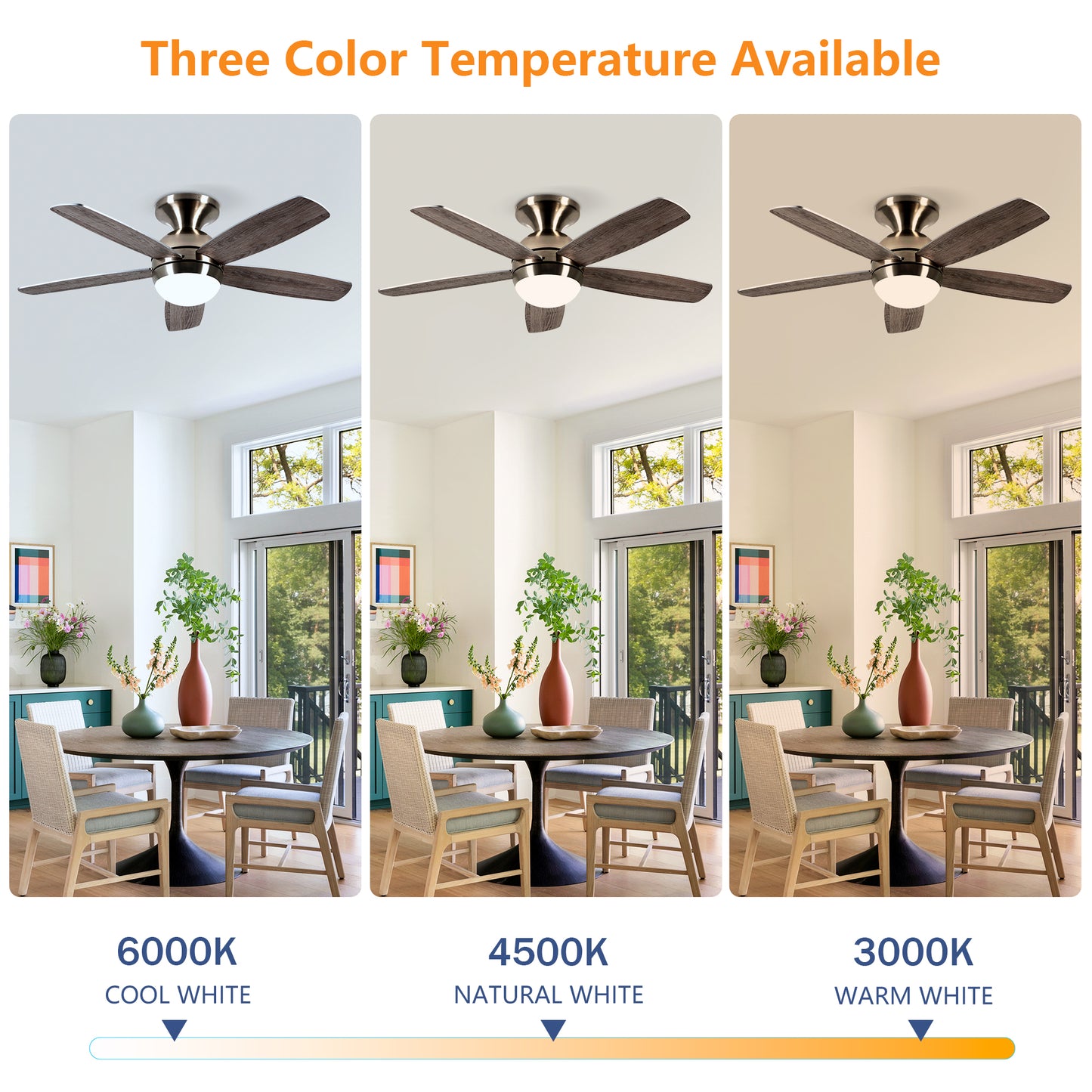 52" Satin Nickel Plywood Blade Ceiling Fan with Remote - view 7