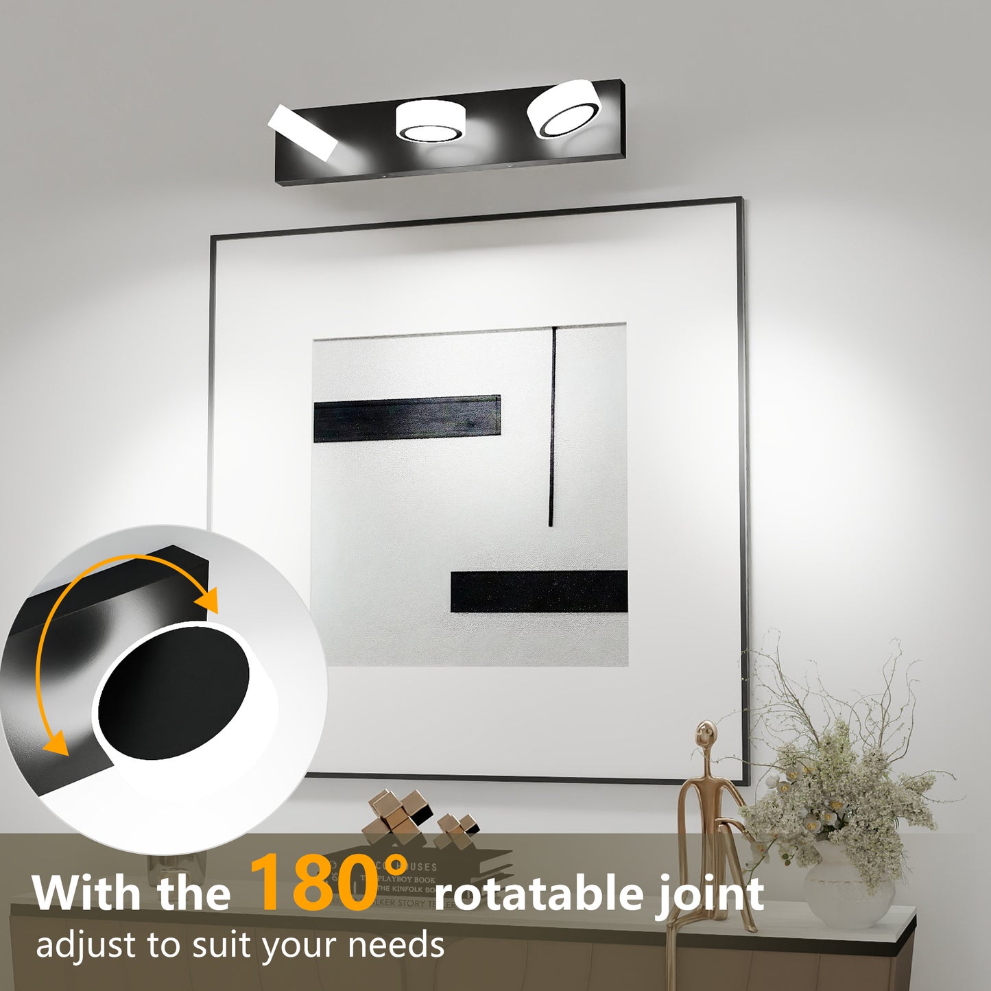 21" Black Round Acrylic LED Vanity Wall Light - view 4