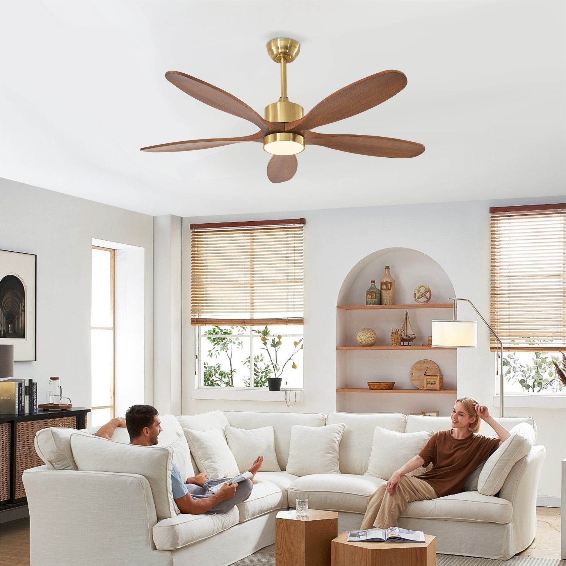 52" Gold Reversible Ceiling Fan with Light - view 3