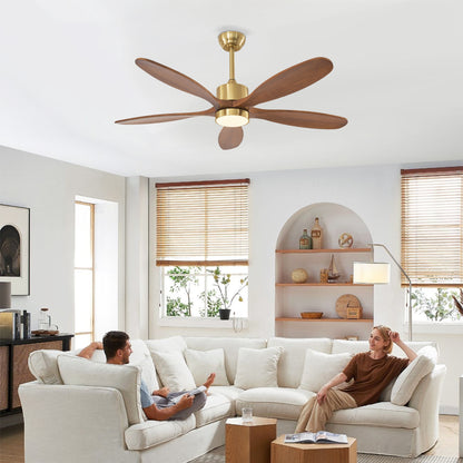 52" Gold Reversible Ceiling Fan with Light - view 3