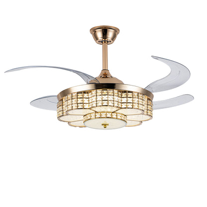 48" Gold Retractable Blade Ceiling Fan with Light & Remote