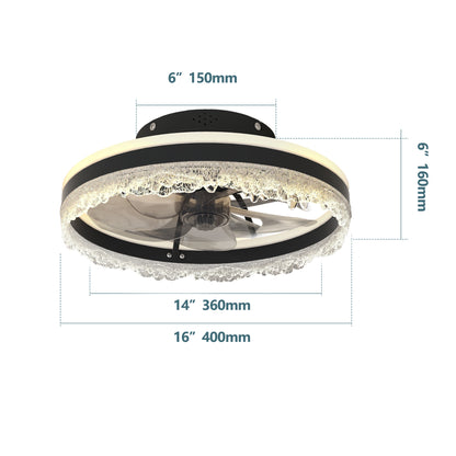 16" Black Crystal Flush Mount Ceiling Fan with LED - view 8