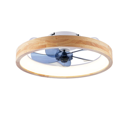 20" Wood & White Flush Mount Ceiling Fan with Dimmable LED - view 20