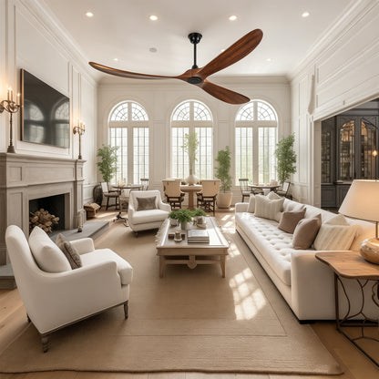 88" Matte Black Solid Wood Ceiling Fan with Remote - view 4