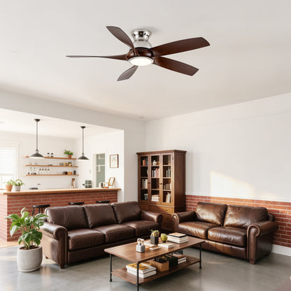 56" Nickel & Wood Ceiling Fan with Remote - view 3