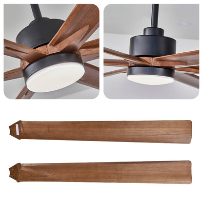 70" Matte Black & Walnut Solid Wood Ceiling Fan - view 15