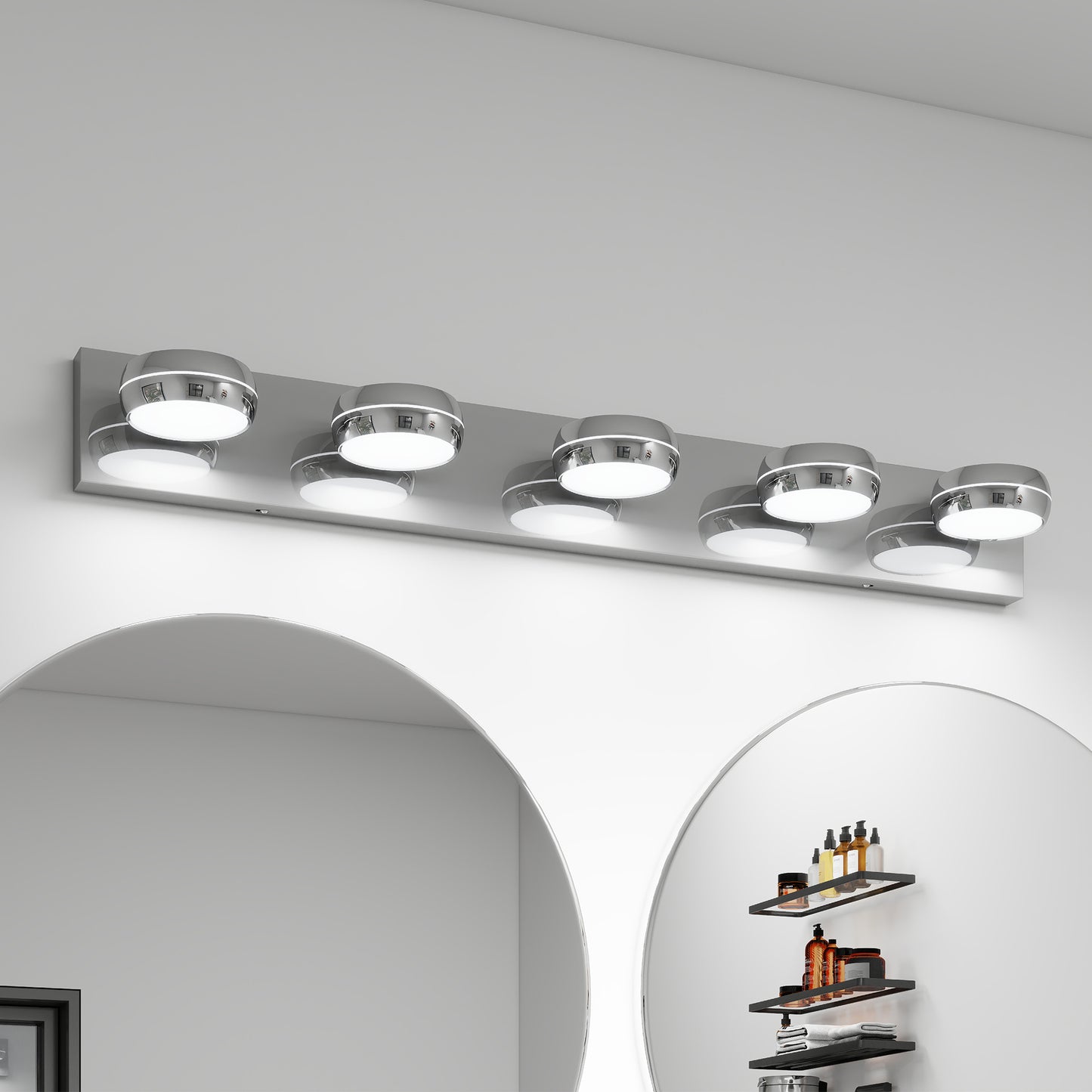 35" 5-Light Chrome LED Bathroom Vanity Light