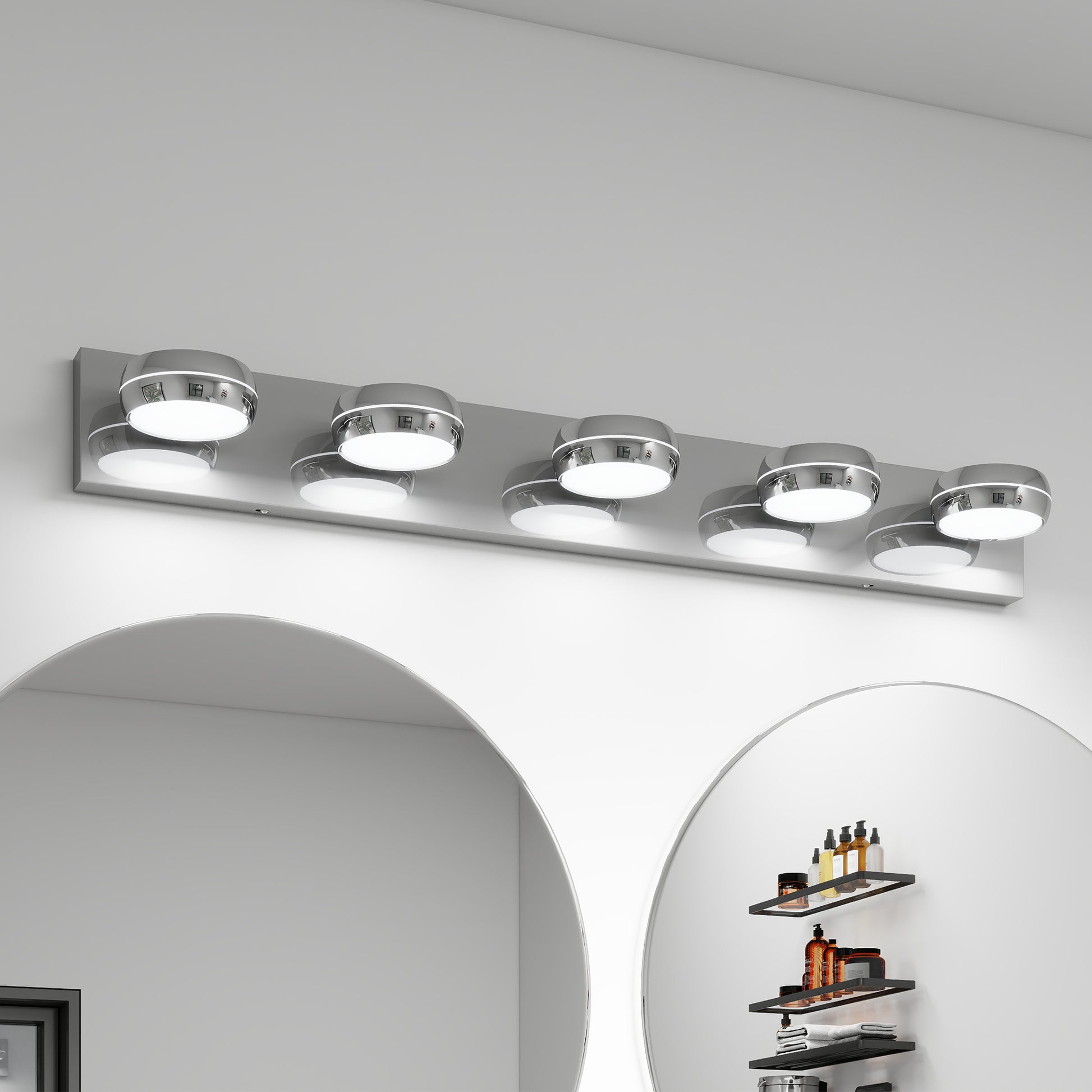 35" 5-Light Chrome LED Bathroom Vanity Light