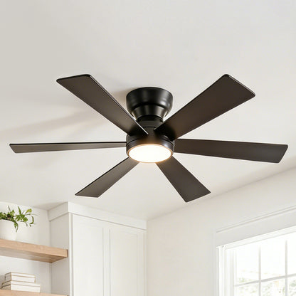 46" Matte Black Flush Mount Ceiling Fan with Remote - view 2