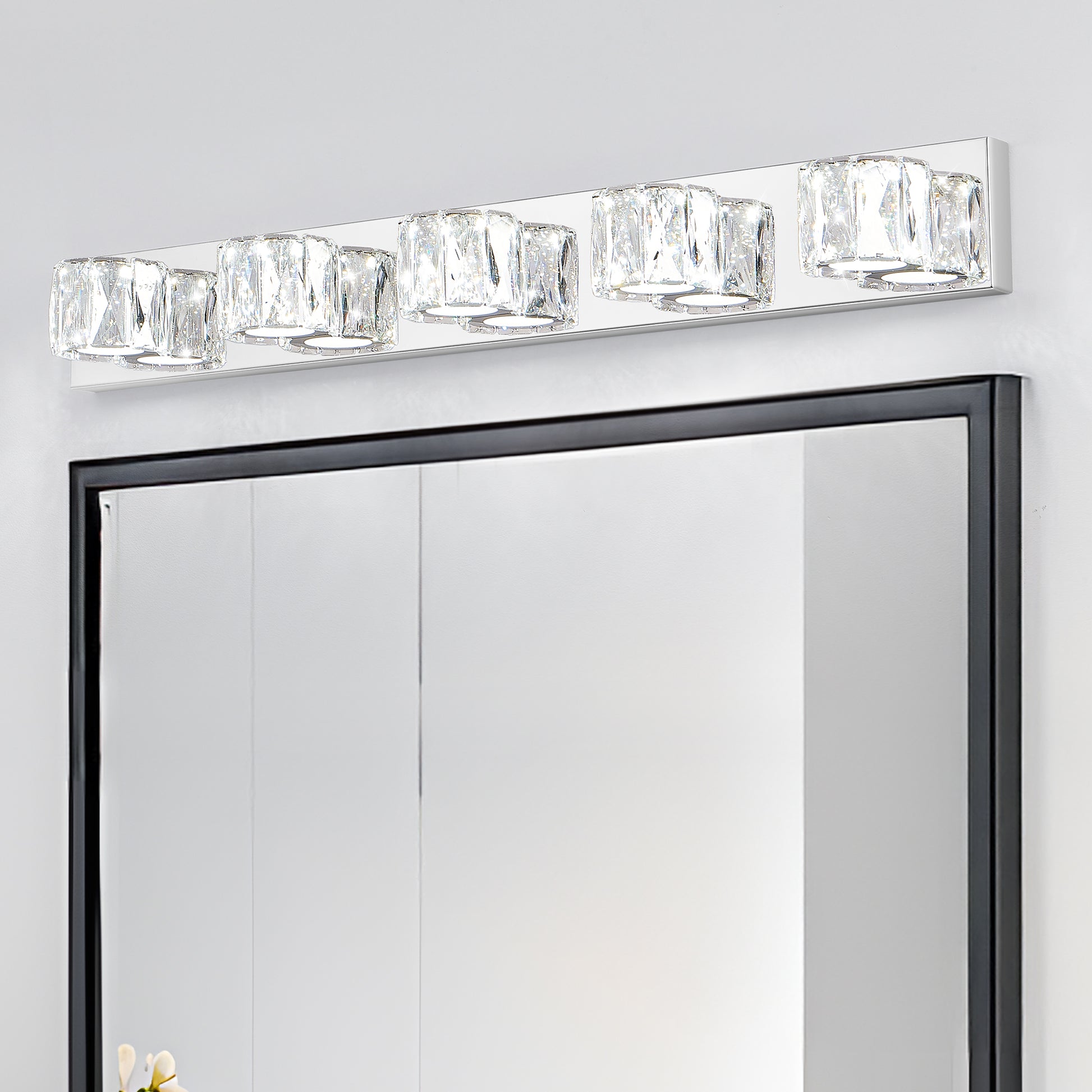 35" 5-Light Chrome Crystal LED Vanity Light - view 4