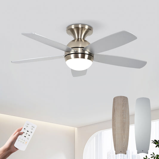 52" Satin Nickel Plywood Blade Ceiling Fan with Remote - view 2