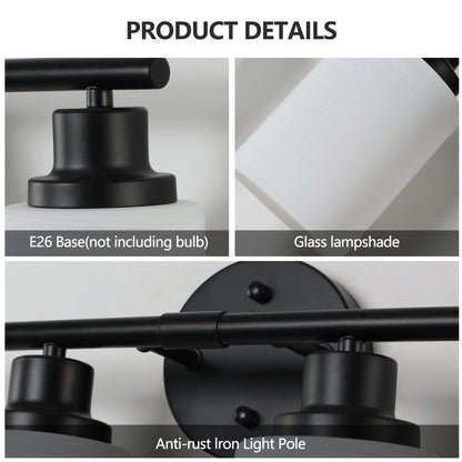 24" 4-Light Black Vanity Light with Frosted Glass - view 7