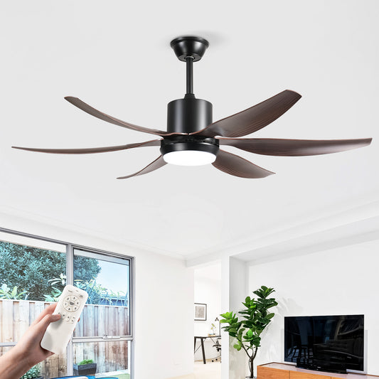 56" Matte Black 6-Blade Ceiling Fan with Remote - view 2