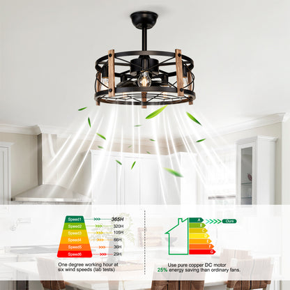 20" Matte Black Caged Chandelier Ceiling Fan with Remote - view 11