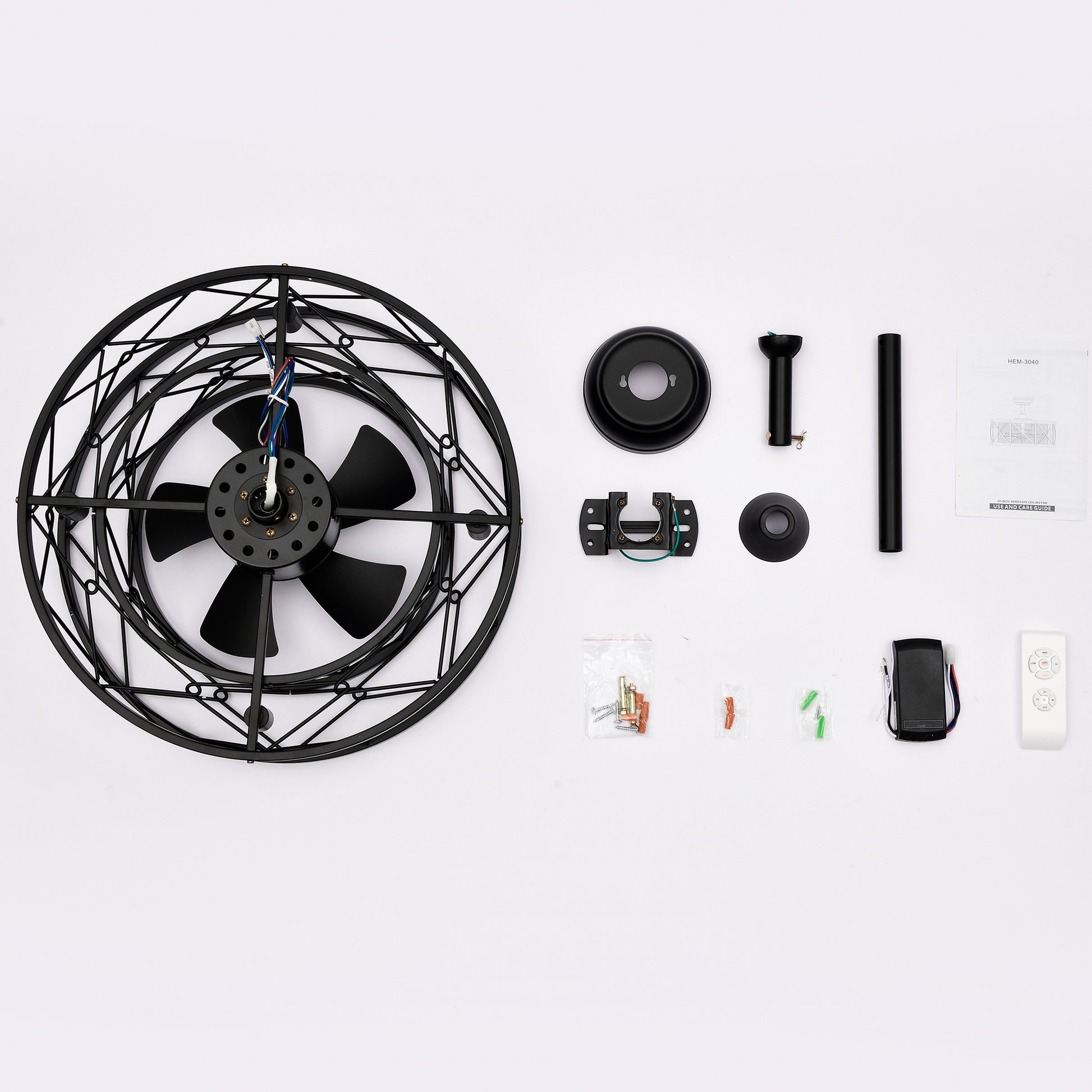 20" Matte Black Modern Enclosed Ceiling Fan - view 17