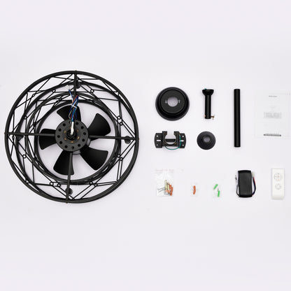 20" Matte Black Modern Enclosed Ceiling Fan - view 18