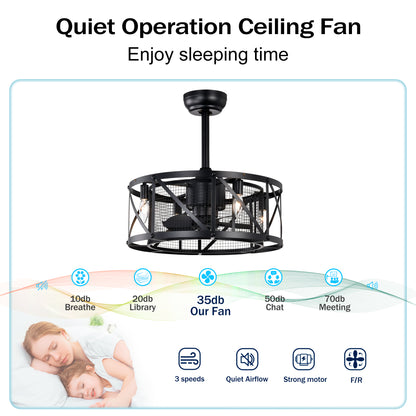 20" Matte Black Industrial Ceiling Fan with Remote - view 10