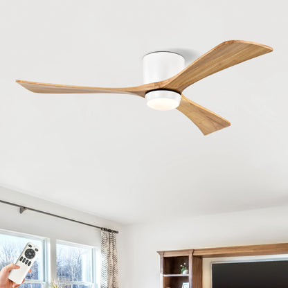 52" Matte White & Natural Wood Ceiling Fan with Remote - view 15