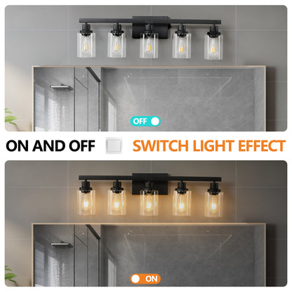 31" 5-Light Black Industrial Vanity Wall Light - view 6