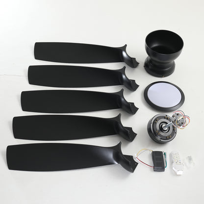 56" Matte Black 5-Blade Ceiling Fan with Remote - view 22