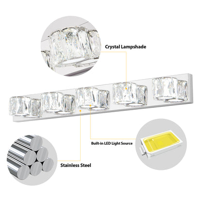 35" 5-Light Chrome Crystal LED Vanity Light - view 11