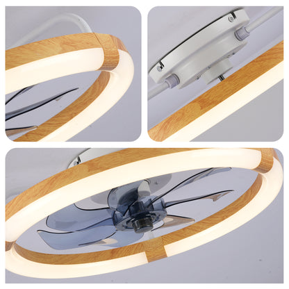 20" Matte White & Wood Ceiling Fan with Dimmable LED - view 14