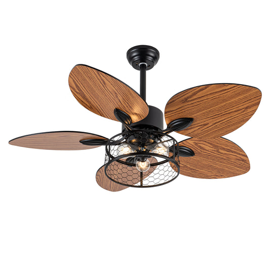 42" Matte Black Ceiling Fan with Light and Remote
