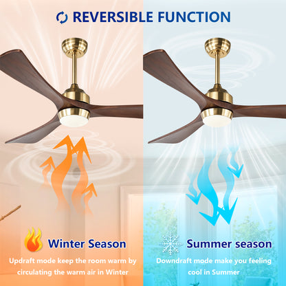 52" Gold Solid Wood Ceiling Fan with Remote - view 10