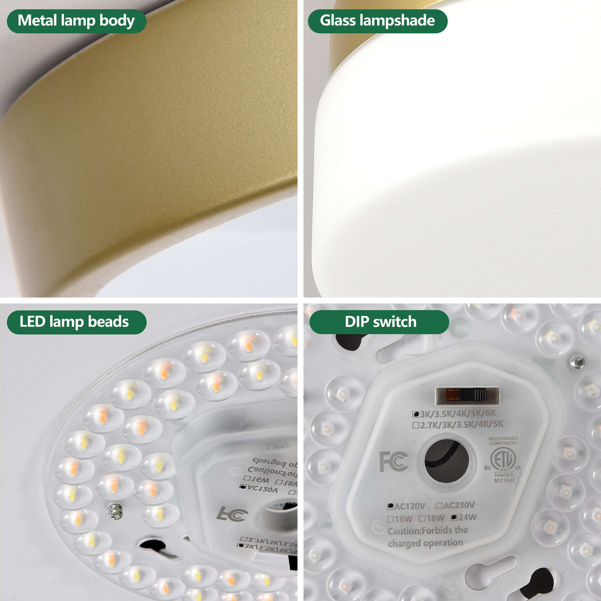12" Gold LED Flush Mount Ceiling Light - view 7
