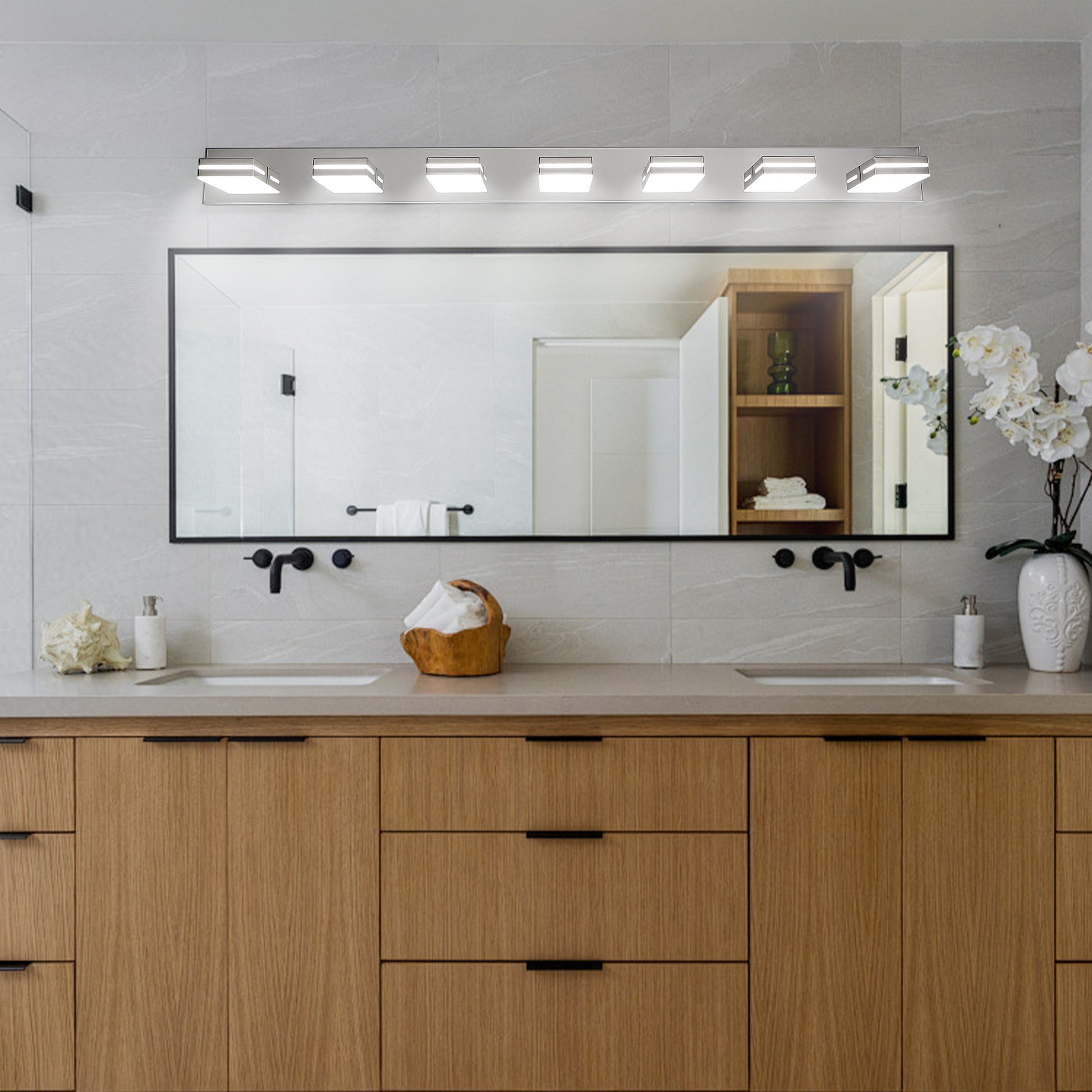 7-Light Chrome Minimalist LED Vanity Light - view 3