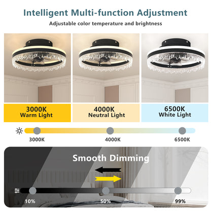 16" Black Crystal Ceiling Fan with Dimmable LED - view 6