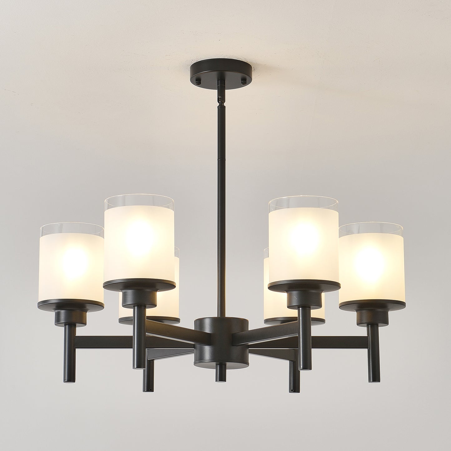 6-Light Black Farmhouse Chandelier with Frosted Glass - view 10