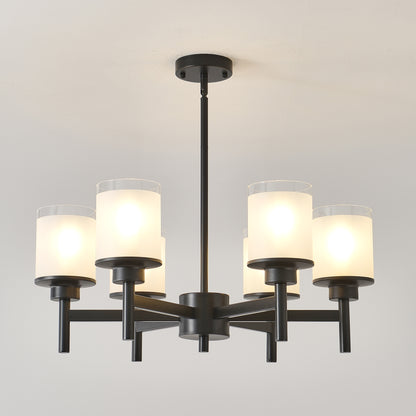 6-Light Black Farmhouse Chandelier with Frosted Glass - view 10