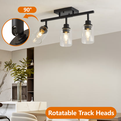 3-Light Black Semi Flush Mount Ceiling Light with Clear Glass - view 6