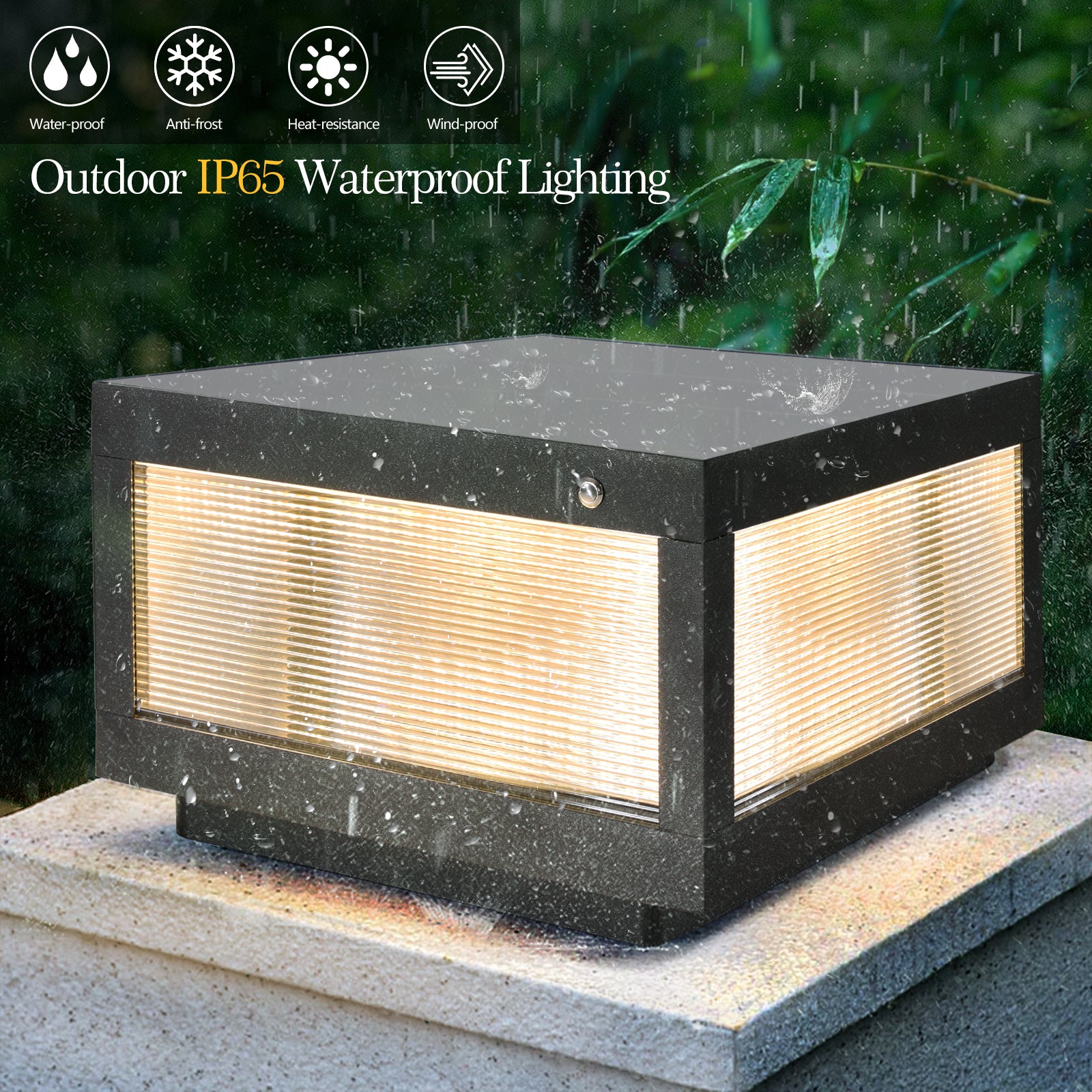12" Black Solar LED Outdoor Post Cap Light - view 3