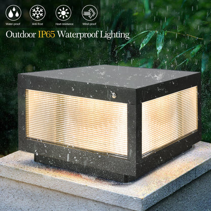 12" Black Solar LED Outdoor Post Cap Light - view 3