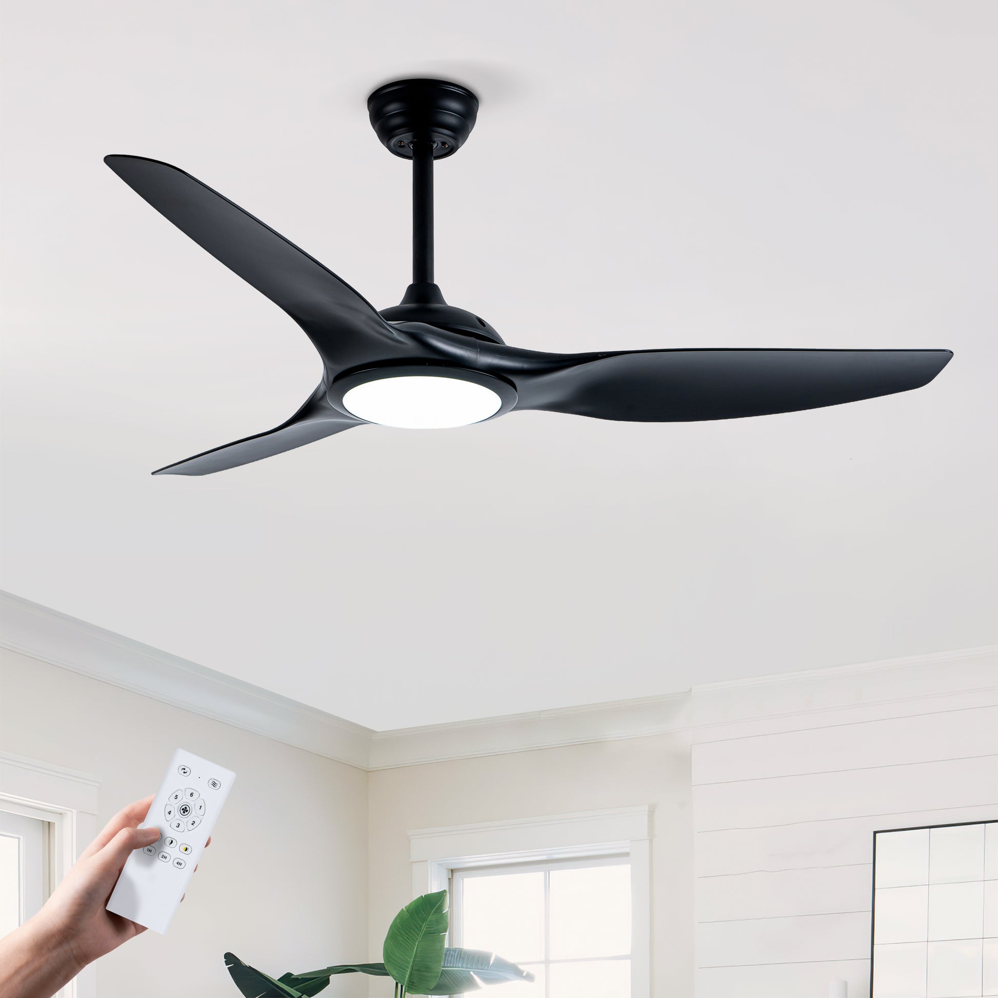 52" Matte Black Ceiling Fan with LED Light - view 2