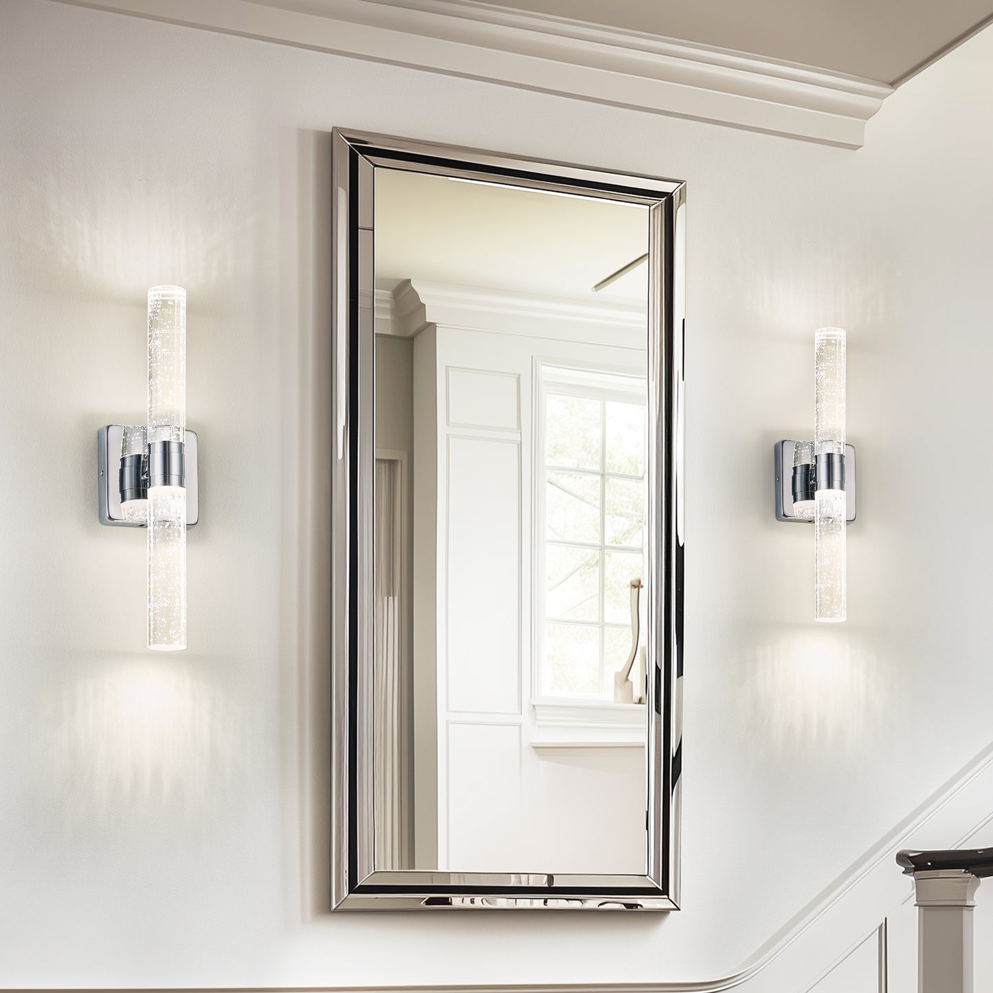 17"H 2-Light Chrome Bubble Crystal Wall Light