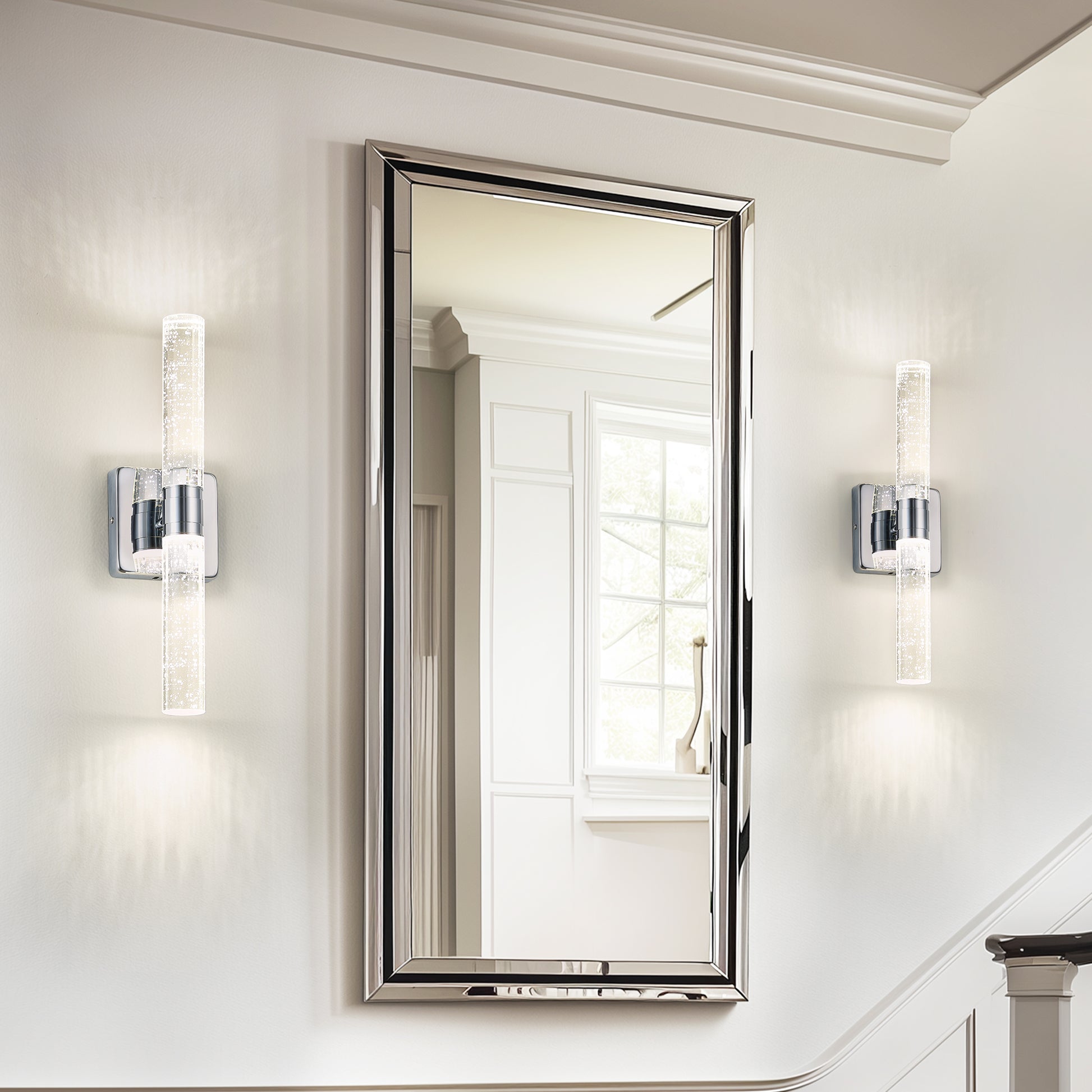 17"H 2-Light Chrome Bubble Crystal Wall Light