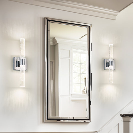 17"H 2-Light Chrome Bubble Crystal Wall Light