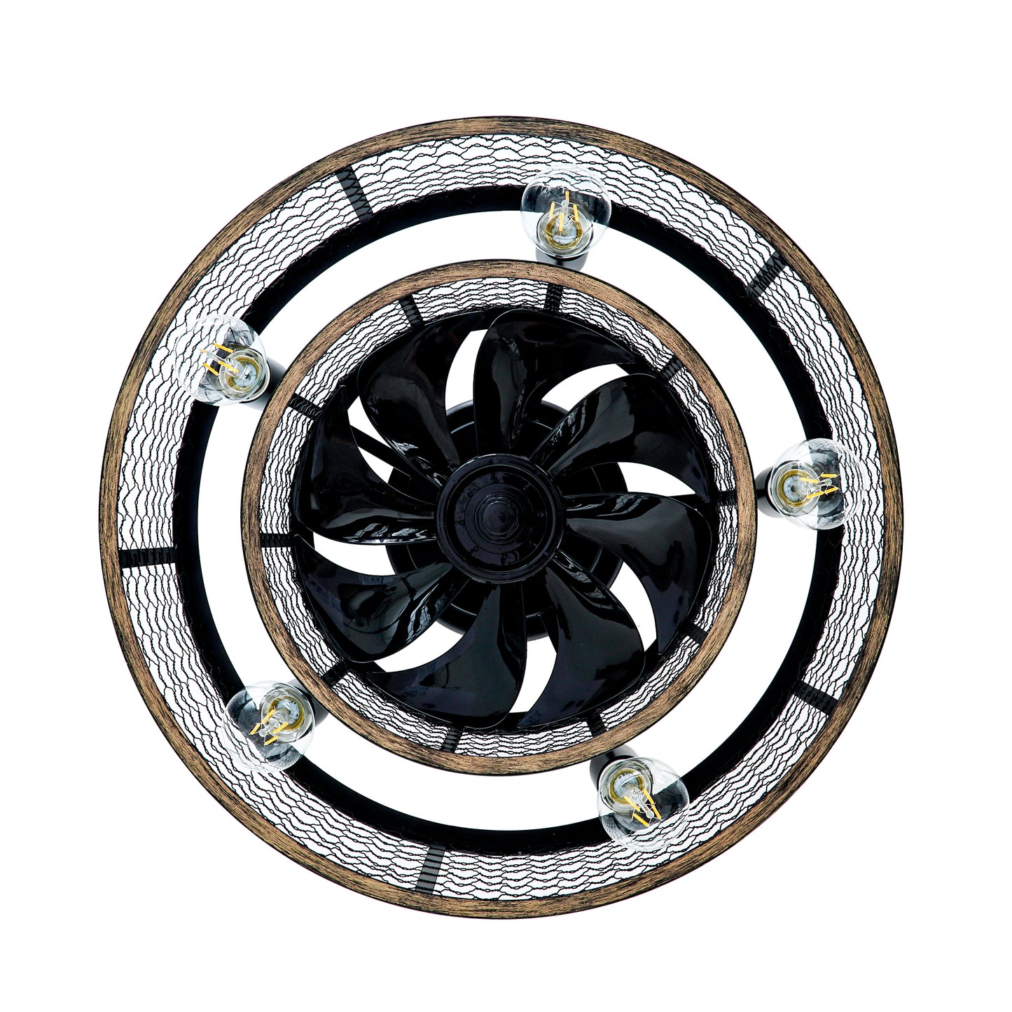 20" Matte Black Caged Ceiling Fan with Remote - view 16