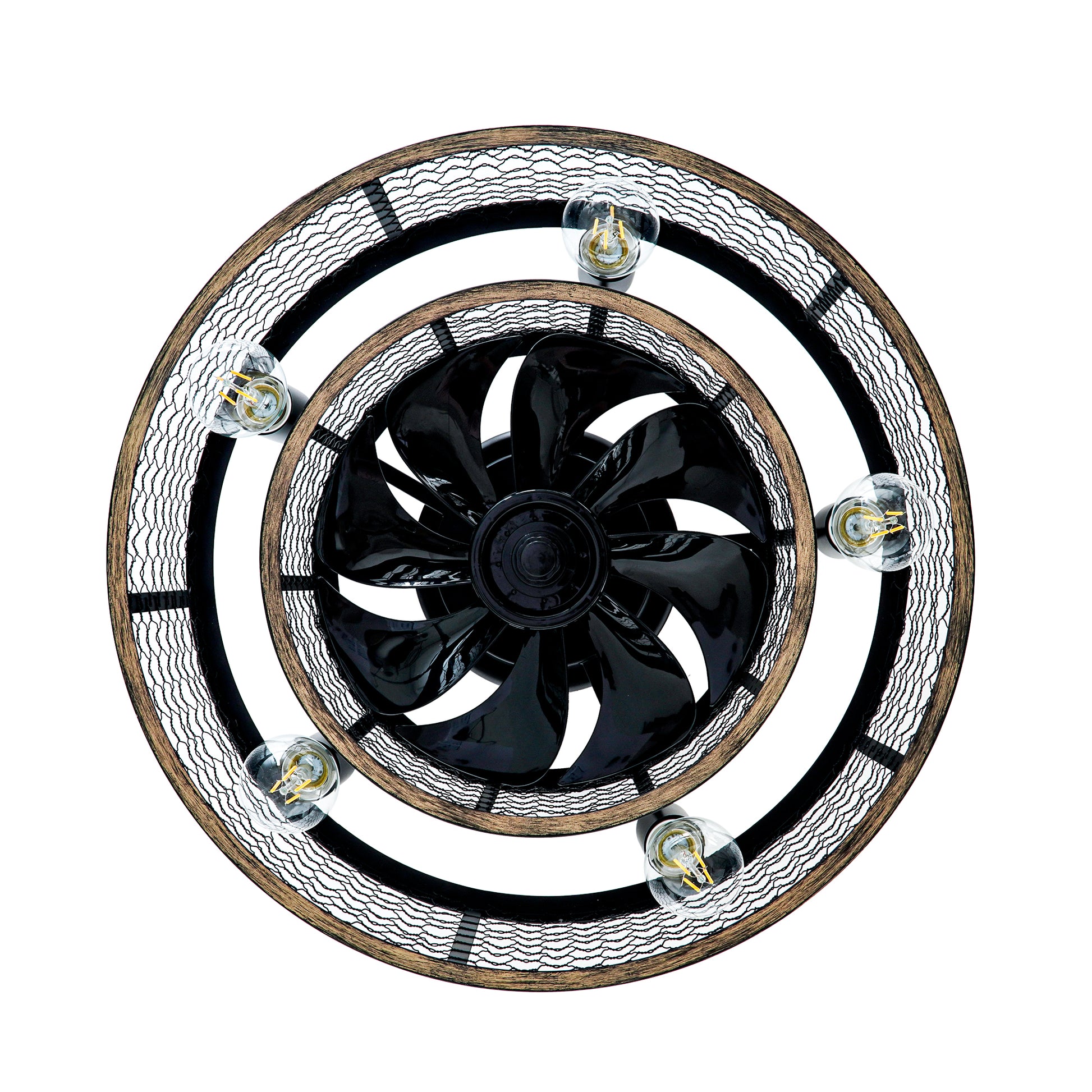 20" Matte Black Caged Ceiling Fan with Remote - view 16