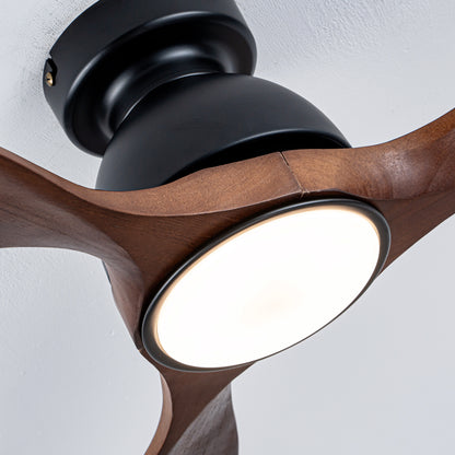 52" Matte Black Flush Mount Wood Ceiling Fan with Remote - view 15