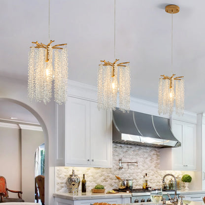 Gold Waterfall Crystal Pendant Chandelier, Set of 3 - view 5